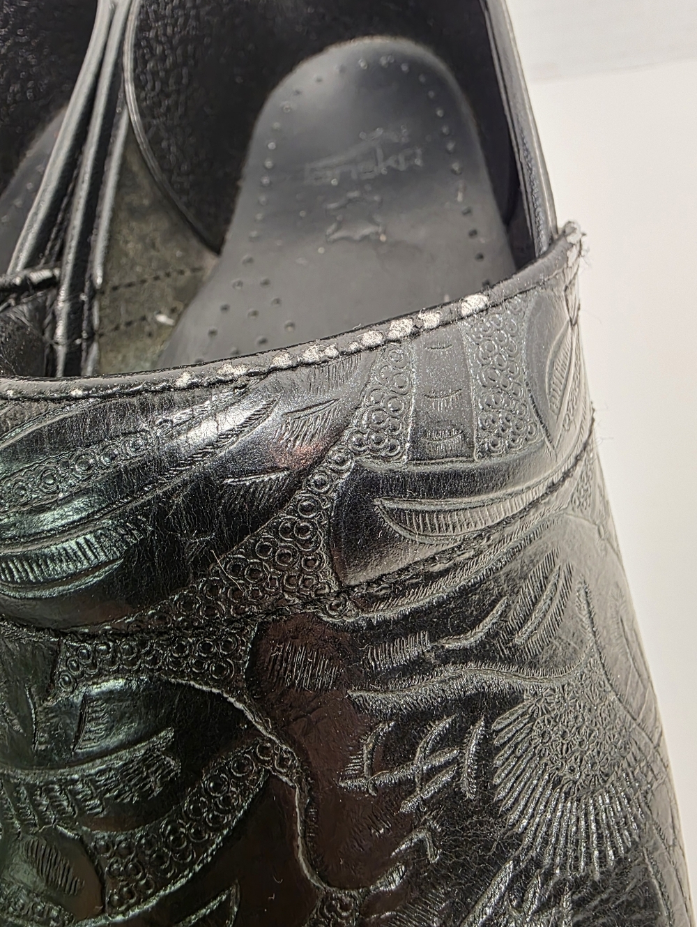 Dansko Black Embossed Leather Clogs - Picture 9 of 14